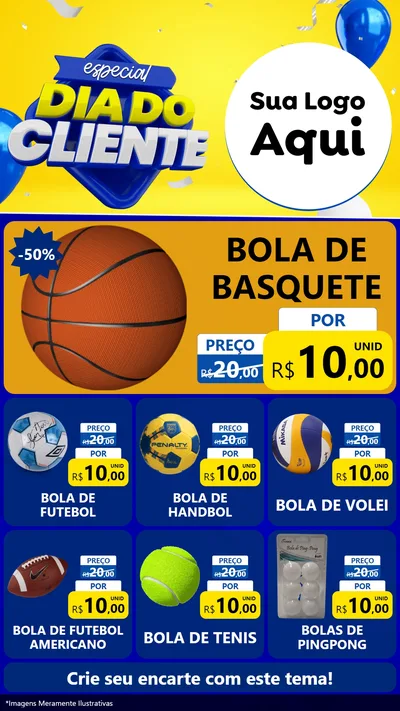 Modelo de Rede Social para Stories com o tema Especial Dia do Cliente para Artigos Esportivos