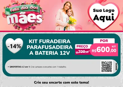 Modelo de Cartaz para Cartaz A4 Horizontal com o tema Feliz Dia das Mães para Maquinas e Ferramentas