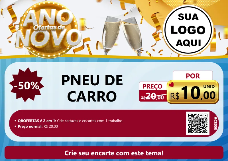 Modelo de Cartaz para Cartaz A4 Horizontal com o tema Ofertas de Ano Novo para Auto peças