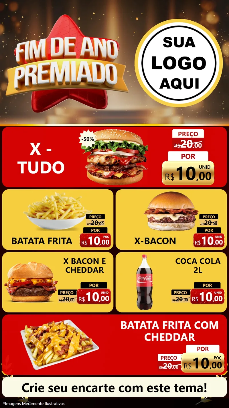 Modelo de TV para TV Vertical com o tema Fim de Ano Premiado para Hamburgueria