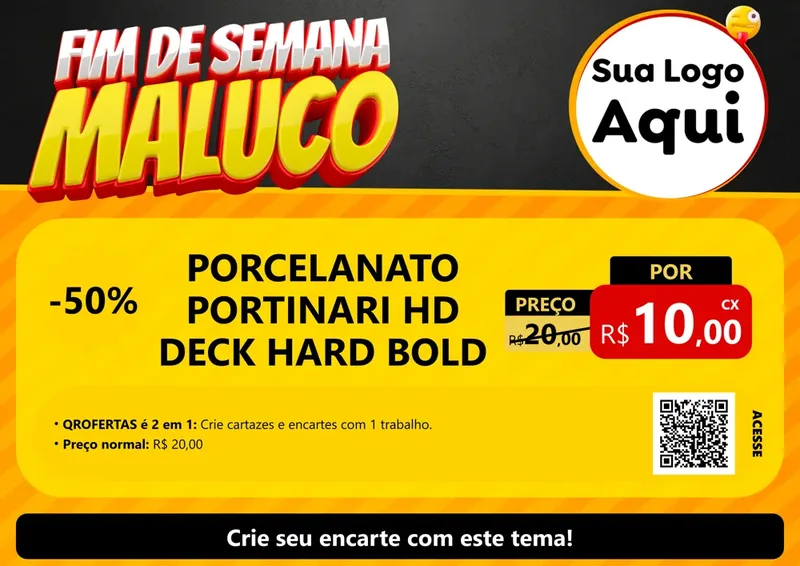 Modelo de Cartaz para Cartaz A4 Horizontal com o tema Final de Semana Maluco para Pisos e revestimentos