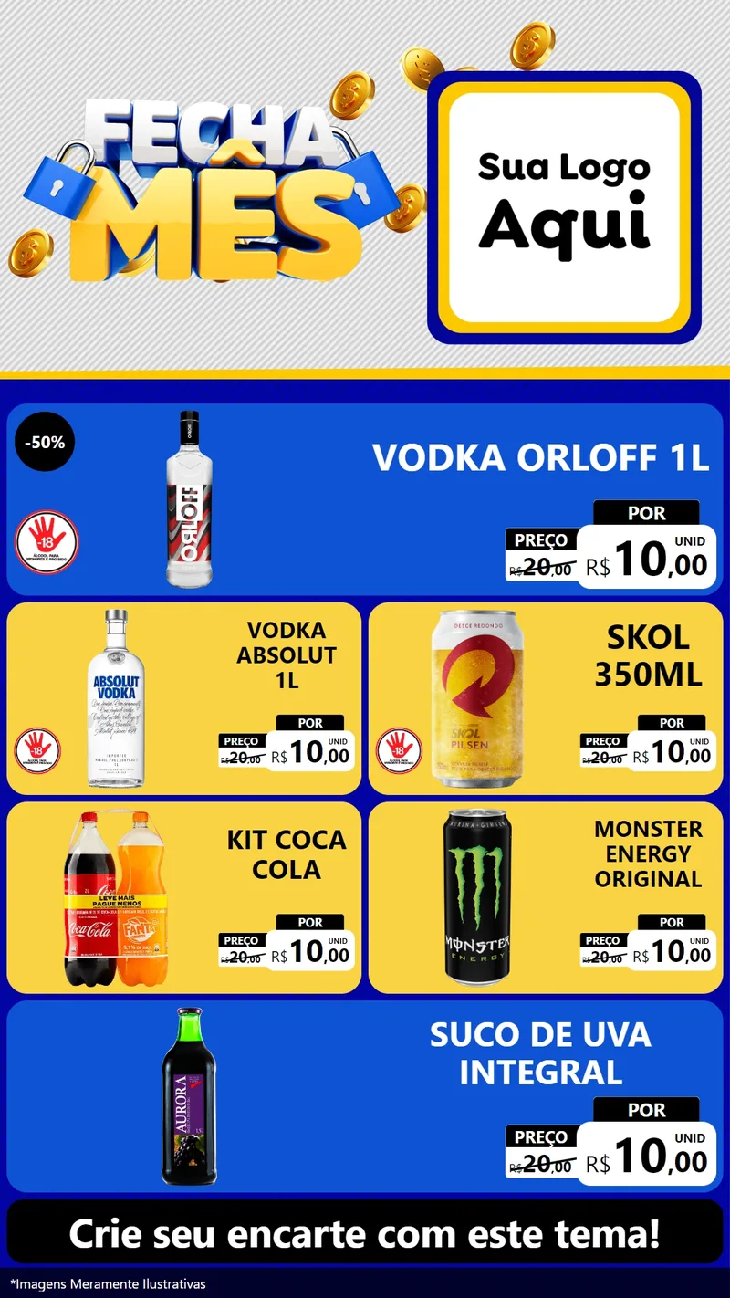 Modelo de TV para TV Vertical com o tema Fecha Mês para Distribuidora de bebidas