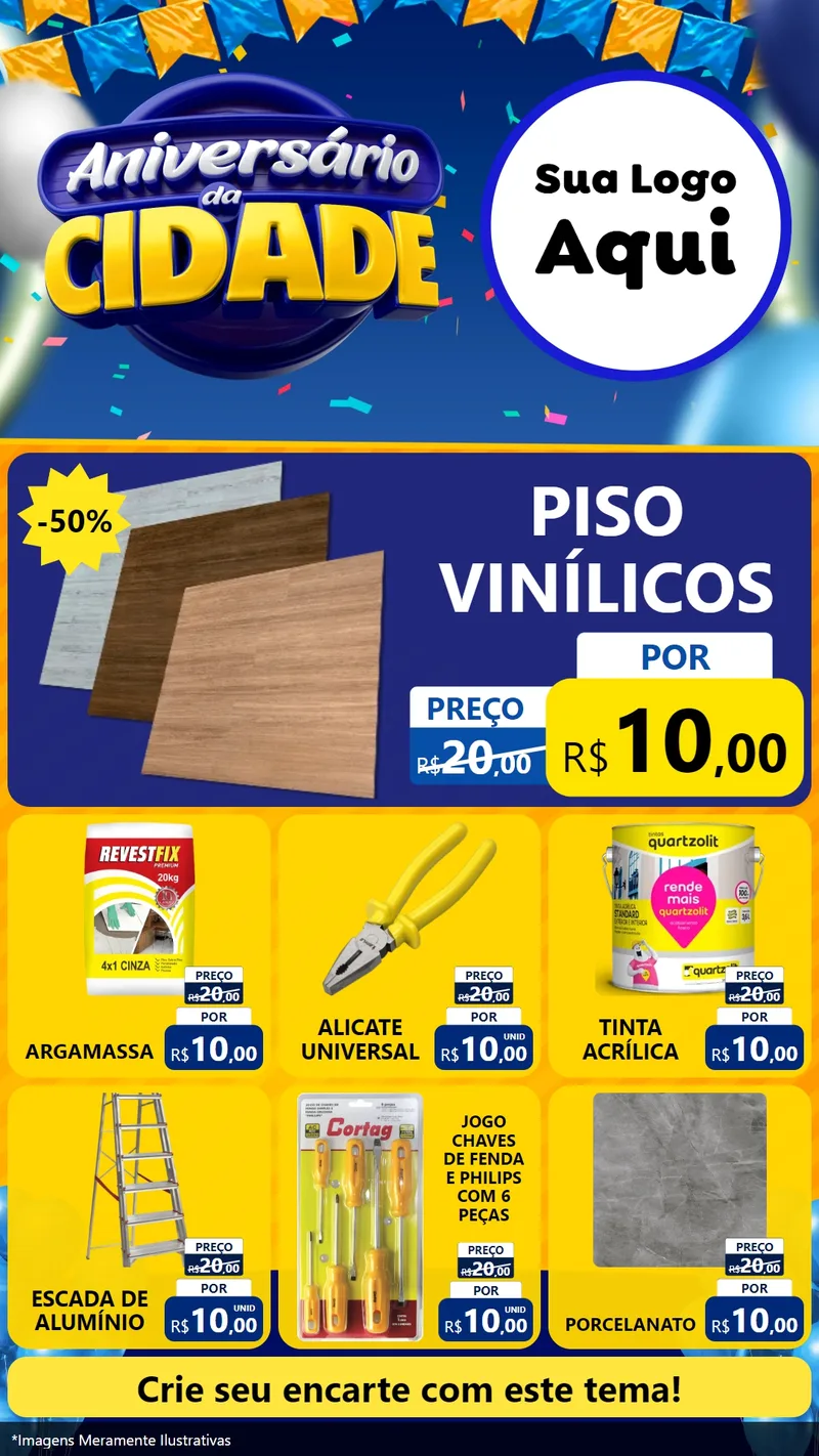 Modelo de Rede Social para Stories com o tema Aniversário da Cidade para Material para Construção