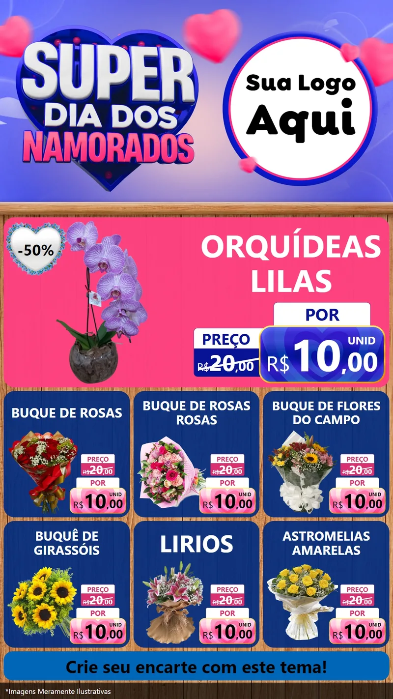 Modelo de Rede Social para Stories com o tema Super Dia dos Namorados para Floricultura e jardim
