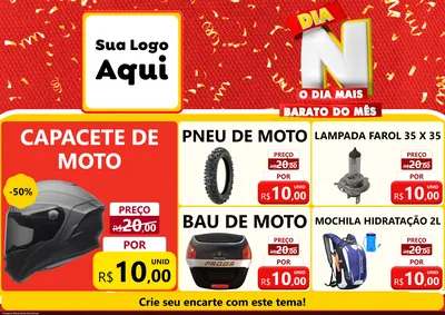 Modelo de Encarte para Encarte A4 Horizontal com o tema Dia N o Dia Mais Barato do Mês para Moto peças
