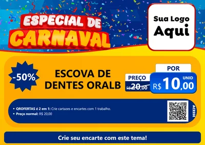 Modelo de Cartaz para Cartaz A4 Horizontal com o tema Especial de Carnaval para Higiene Pessoal