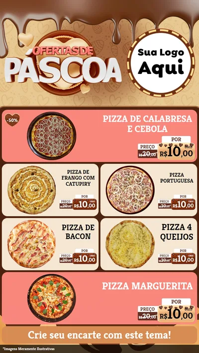 Modelo de TV para TV Vertical com o tema Ofertas de Páscoa para Pizzaria