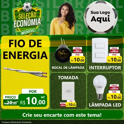 Modelo de Rede Social para Feed Facebook com o tema Seleção de Economia - Copa para Materiais Elétricos