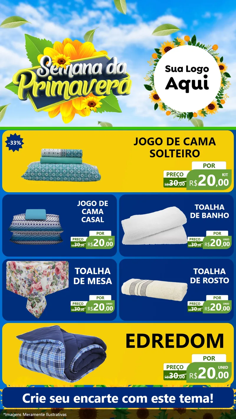 Modelo de TV para TV Vertical com o tema Semana da Primavera para Cama, Mesa e Banho