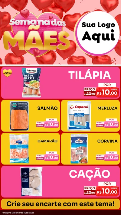 Modelo de TV para TV Vertical com o tema Semana Das Mães para Peixaria