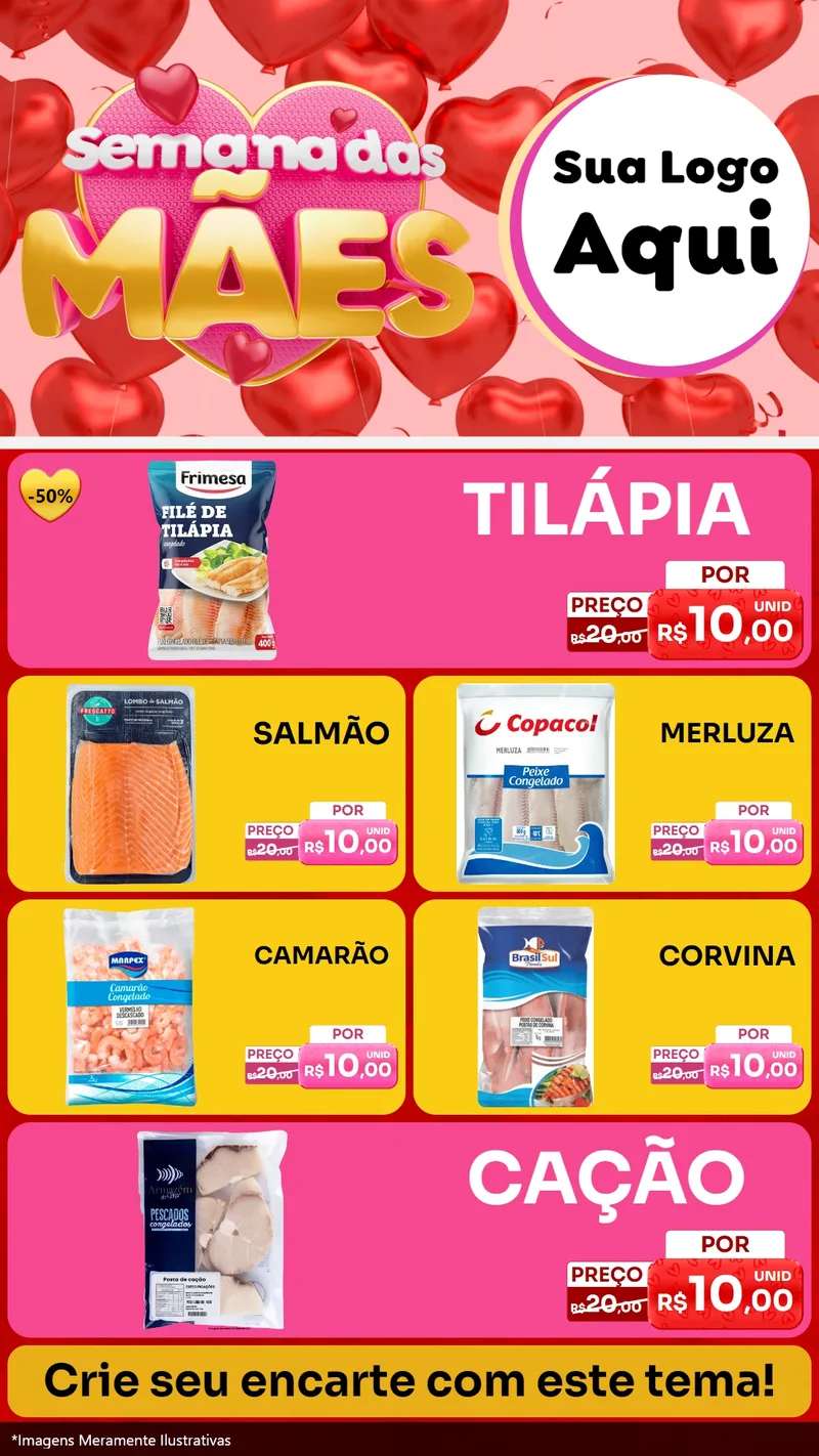 Modelo de TV para TV Vertical com o tema Semana Das Mães para Peixaria