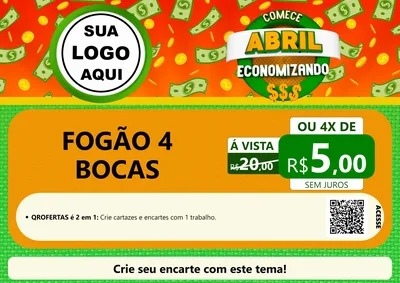 Modelo de Cartaz para Cartaz A4 Horizontal com o tema Comece Abril Economizando para Móveis e Eletro