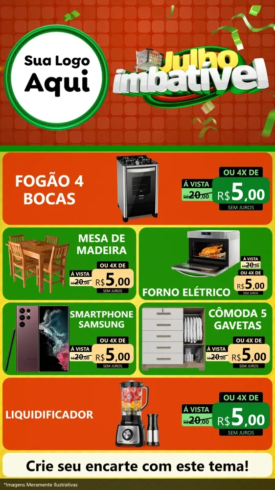 Modelo de TV para TV Vertical com o tema Julho Imbatível para Móveis e Eletro