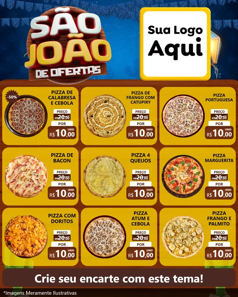 Modelo de Rede Social para Feed Instagram com o tema São João Ofertas Imbatíveis! - Junina para Pizzaria