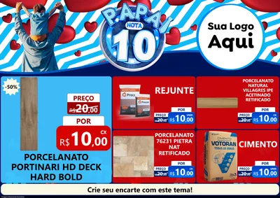 Modelo de Encarte para Encarte A4 Horizontal com o tema Papai Nota 10 para Pisos e revestimentos