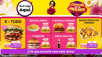 Modelo de TV para TV Horizontal com o tema Especial Dia da Mulher para Hamburgueria