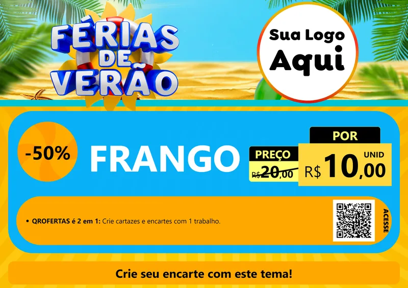 Modelo de Cartaz para Cartaz A4 Horizontal com o tema Férias de Verão para Assados