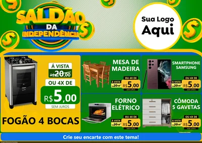 Modelo de Encarte para Encarte A4 Horizontal com o tema Saldão da Indepêndencia para Móveis e Eletro