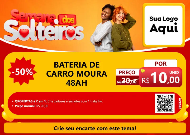 Modelo de Cartaz para Cartaz A4 Horizontal com o tema Semana dos Solteiros para Baterias Elétricas