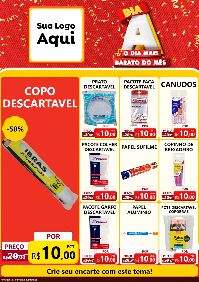 Modelo de Encarte para Encarte A4 Vertical com o tema Dia A o Dia Mais Barato do Mês para Embalagens