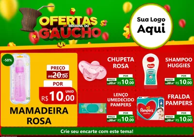 Modelo de Encarte para Encarte A4 Horizontal com o tema Ofertas Semana Do Gaúcho para Bebês