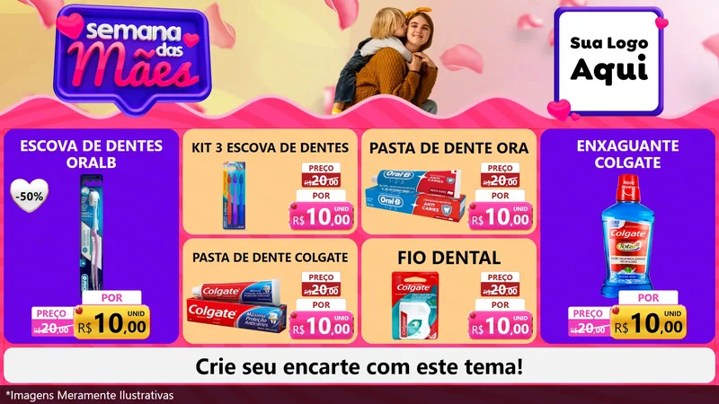 Modelo de TV para TV Horizontal com o tema Semana das Mães para Higiene Pessoal