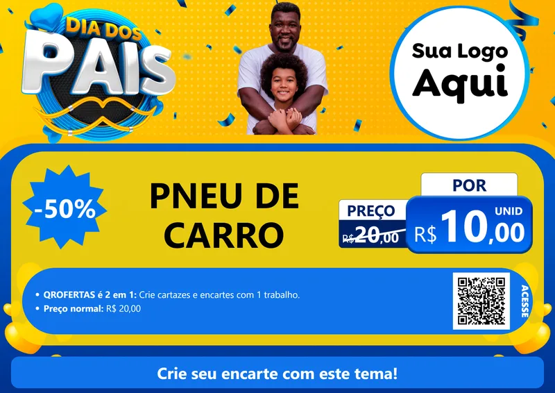 Modelo de Cartaz para Cartaz A4 Horizontal com o tema Dia dos Pais para Auto peças