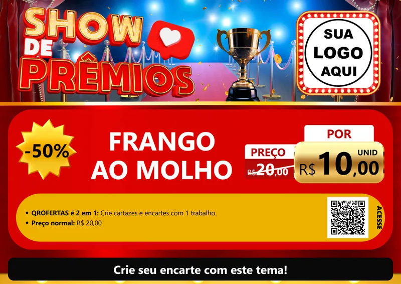Modelo de Cartaz para Cartaz A4 Horizontal com o tema Show de Prêmios para Restaurante