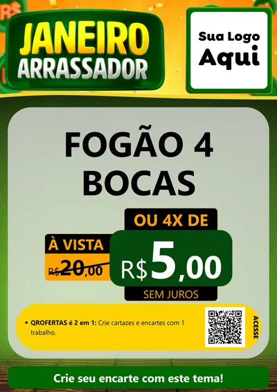 Modelo de Cartaz para Cartaz A4 Vertical com o tema Janeiro Arrasador para Móveis e Eletro