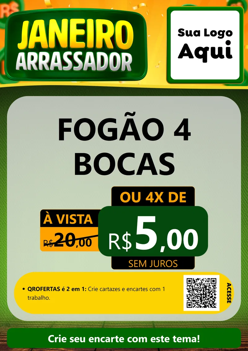 Modelo de Cartaz para Cartaz A4 Vertical com o tema Janeiro Arrasador para Móveis e Eletro