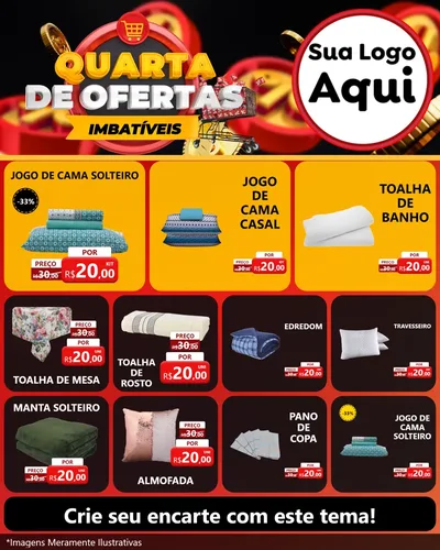 Modelo de Rede Social para Feed Instagram com o tema Quarta de Ofertas Imbatíveis para Cama, Mesa e Banho