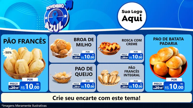 Modelo de TV para TV Horizontal com o tema Novembro Azul para Padaria