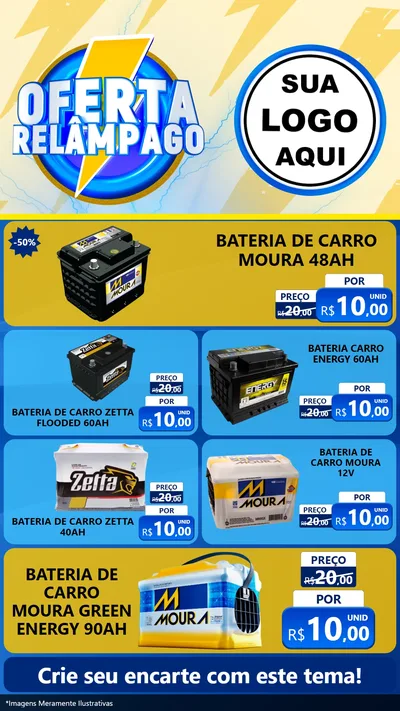 Modelo de TV para TV Vertical com o tema Oferta Relâmpago para Baterias Elétricas