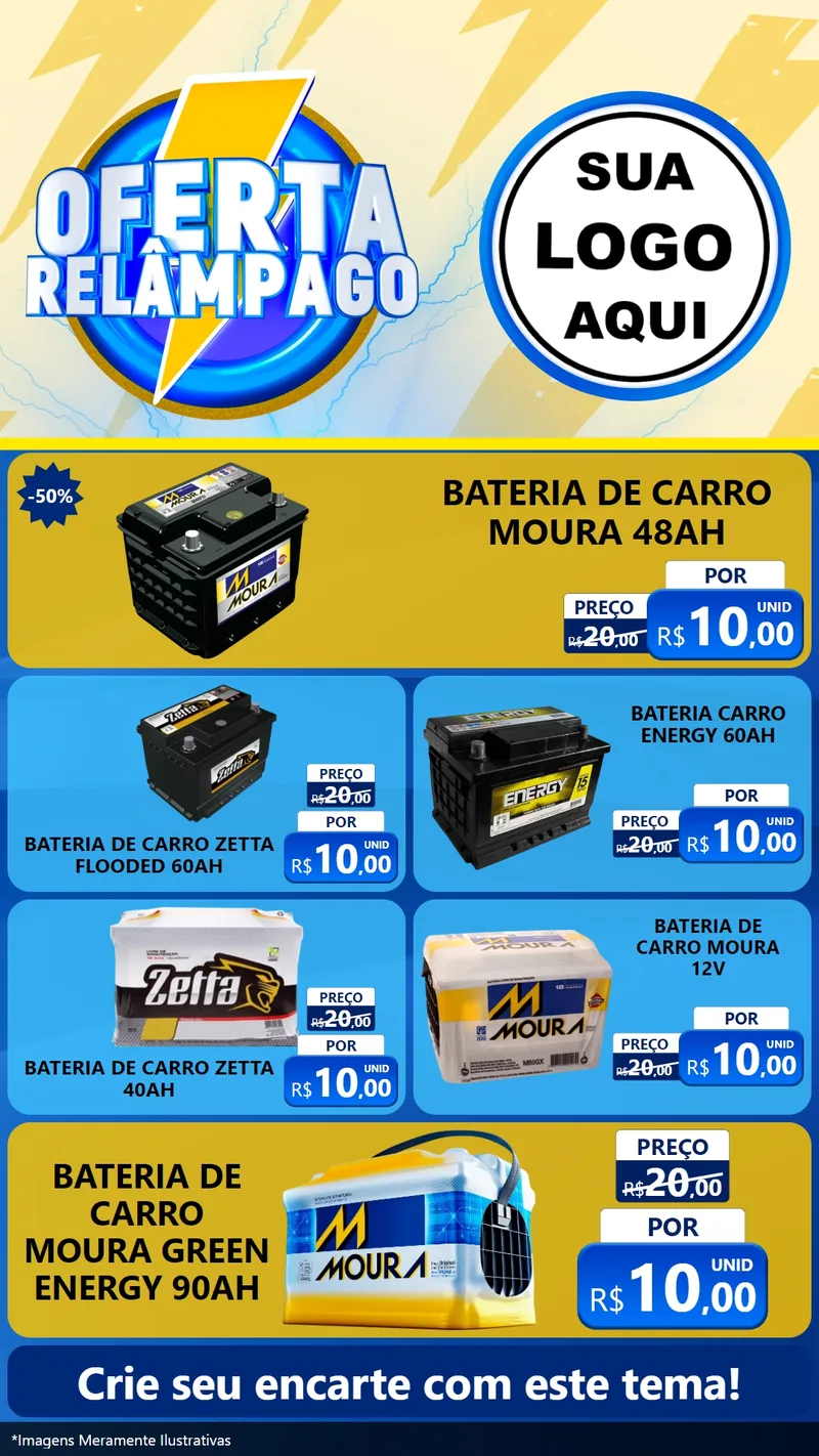 Modelo de TV para TV Vertical com o tema Oferta Relâmpago para Baterias Elétricas