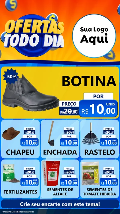 Modelo de Rede Social para Stories com o tema Ofertas Todo Dia para Agropecuária
