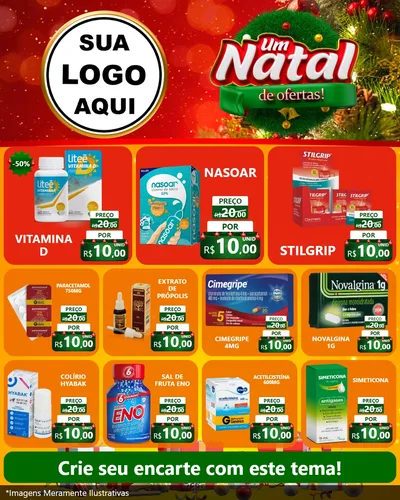 Modelo de Rede Social para Feed Instagram com o tema Um Natal de Ofertas para Farmácia