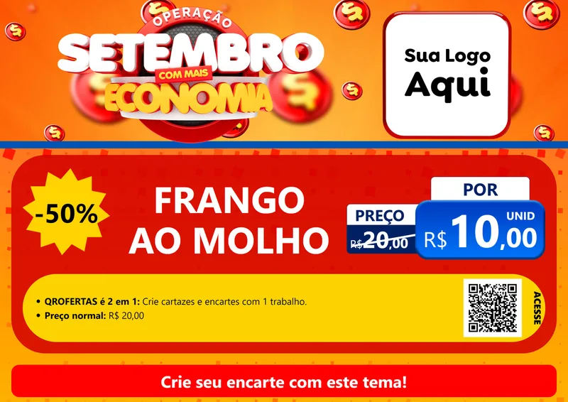 Modelo de Cartaz para Cartaz A4 Horizontal com o tema Operação Setembro Com Muita Economia para Restaurante