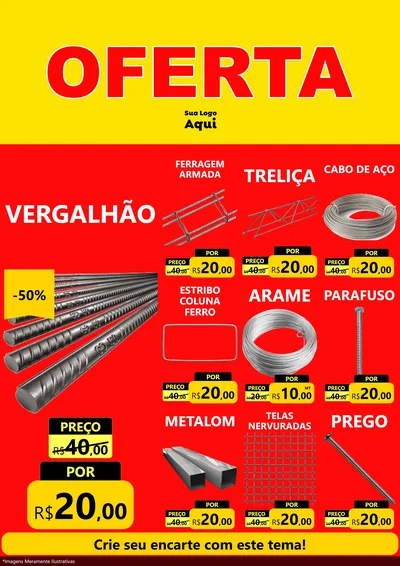 Modelo de Encarte para Encarte A4 Vertical com o tema OFERTA - Vermelho Cartaz para Ferragens