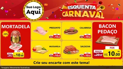 Modelo de TV para TV Horizontal com o tema Esquenta Carnaval para Frios e Laticínios