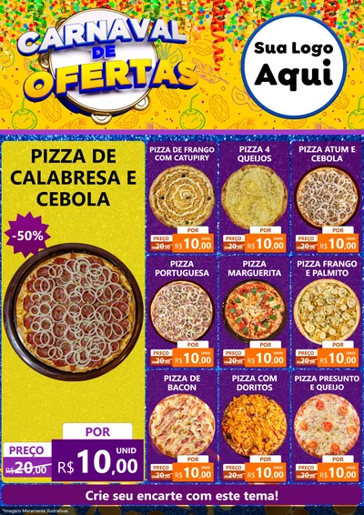 Modelo de Encarte para Encarte A4 Vertical com o tema Carnaval de Ofertas para Pizzaria