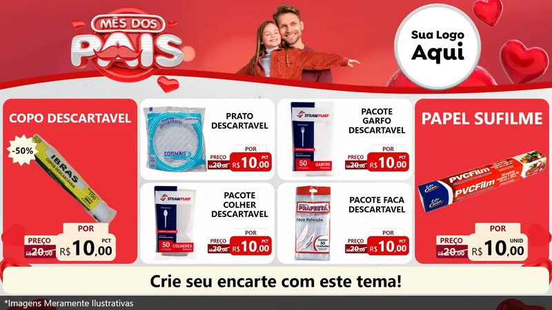 Modelo de TV para TV Horizontal com o tema Mês dos Pais para Embalagens