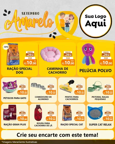 Modelo de Rede Social para Feed Instagram com o tema Setembro Amarelo para Pet Shop