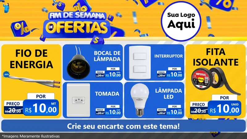 Modelo de TV para TV Horizontal com o tema Fim de Semana de Ofertas para Materiais Elétricos