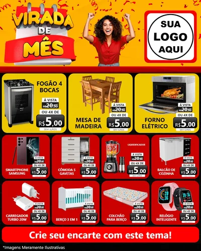 Modelo de Rede Social para Feed Instagram com o tema Virada de Mês para Móveis e Eletro