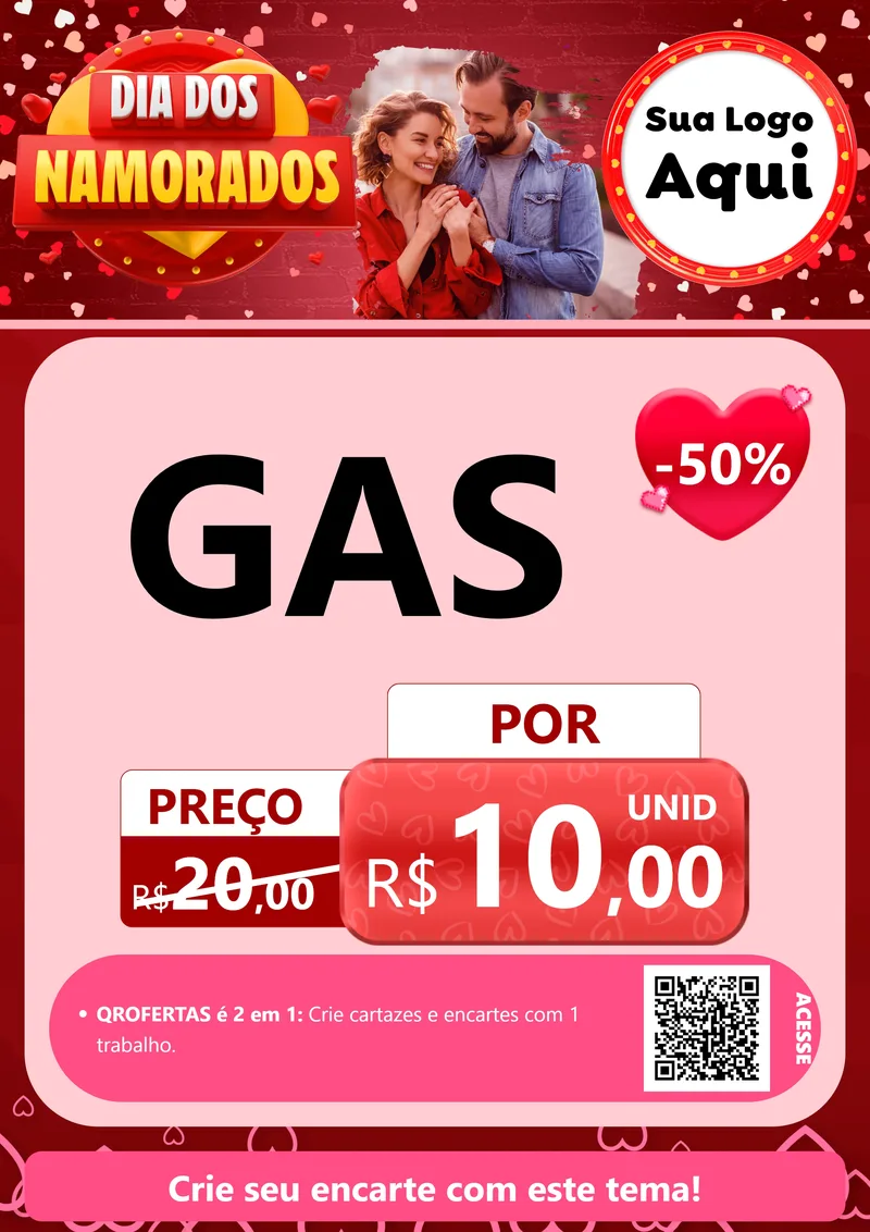 Modelo de Cartaz para Cartaz A4 Vertical com o tema Dia Dos Namorados para Água e gás
