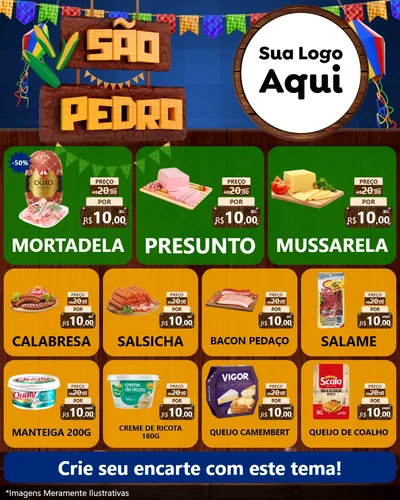 Modelo de Rede Social para Feed Instagram com o tema São Pedro para Frios e Laticínios