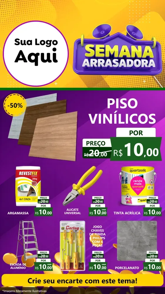 Modelo de Rede Social para Stories com o tema Semana Arrasadora para Material para Construção