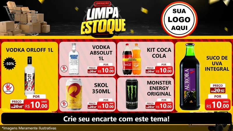 Modelo de TV para TV Horizontal com o tema Operação Limpa Estoque para Distribuidora de bebidas