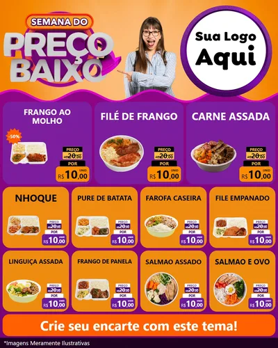 Modelo de Rede Social para Feed Instagram com o tema Semana do Preço Baixo para Restaurante