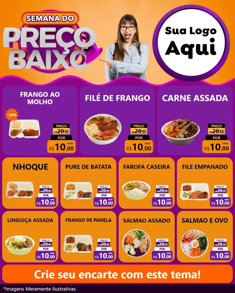 Modelo de Rede Social para Feed Instagram com o tema Semana do Preço Baixo para Restaurante